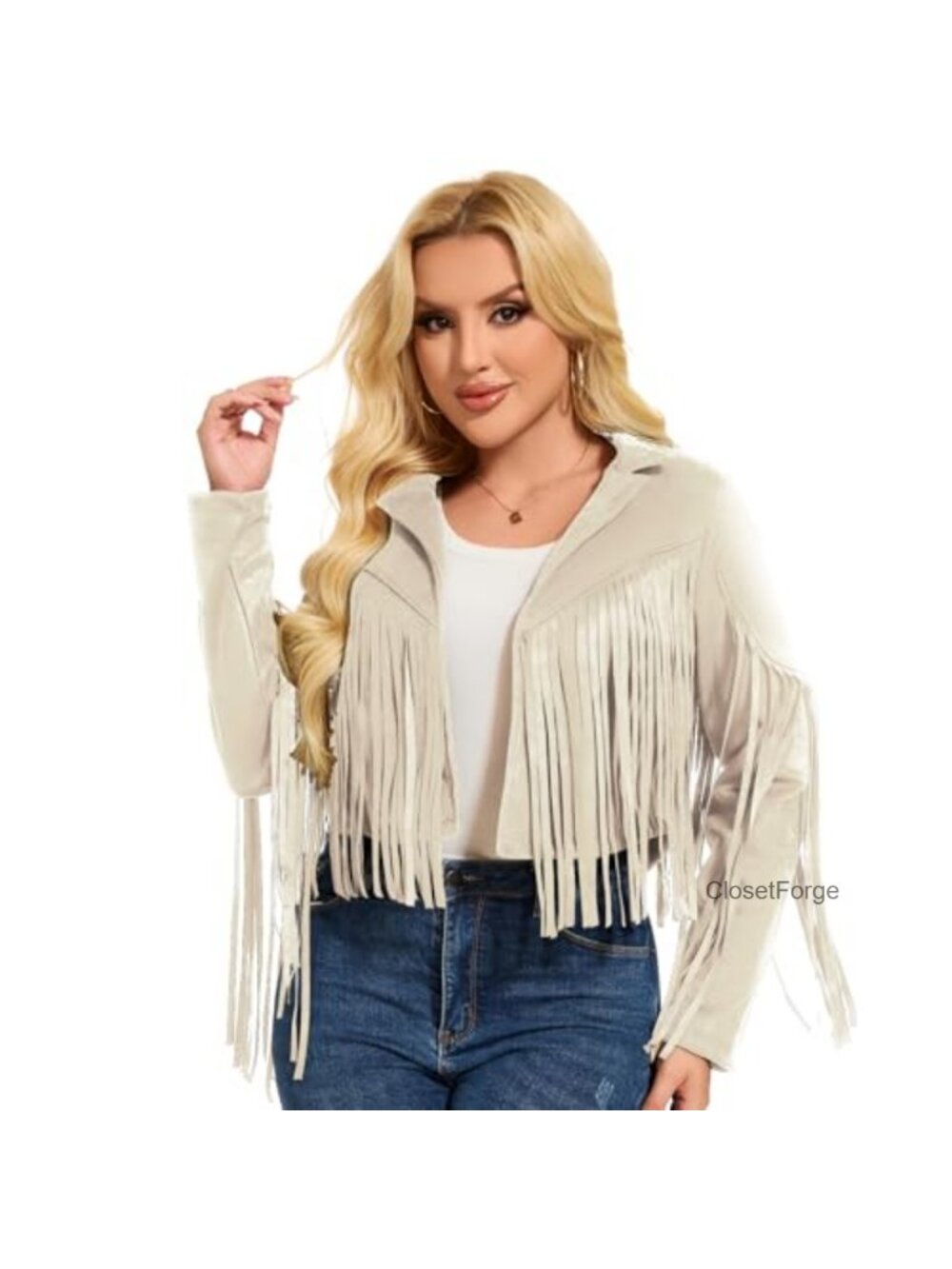 Faux Suede Fringe Jacket Western Cowgirl Motorcycle Cosplay Costume